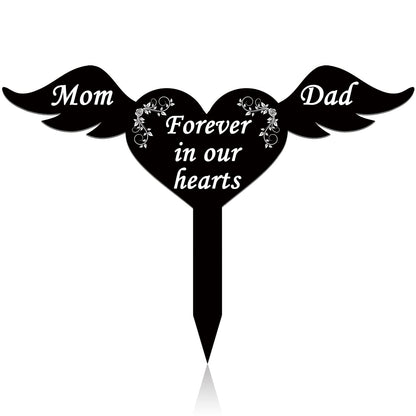 Wesiti Memorial Stakes Cemetery Grave Plaque Stake Markers Memorial Garden Wing Sign Remembrance Plaque Waterproof Sympathy Grave for Loss of Cemetery Decoration (Parents)