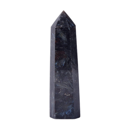 Large Hornblende Gemstone Crystal Hexagonal Pointed Tower Reiki Chakra Faceted Prism Wand Stone Home Decor
