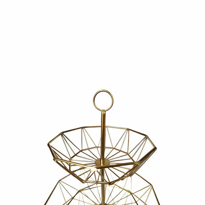 3 Tier Fruit Basket Bowl Stand for Kitchen Counter, Tiered Metal Wire Serving Stand Holder, Vegetable Storage Basket Organizer Trays, Detachable Multi Layer Snack Food Dessert Display Stand (Gold)