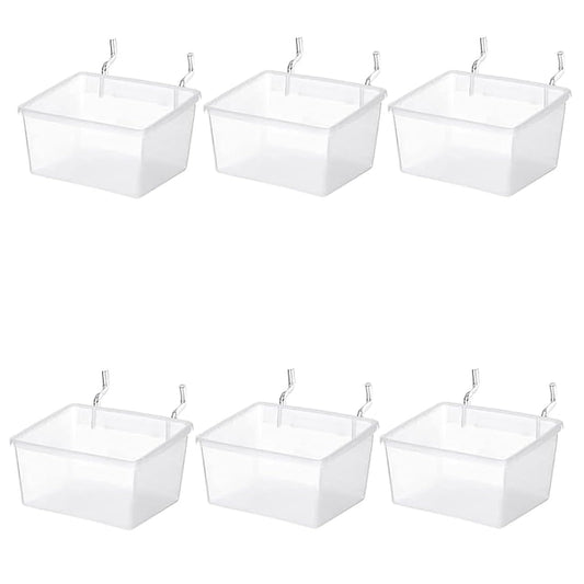 JoyHuaTrade 6 PCS Pegboard Bins Set 3.34 x 3.15 x 1.8 Inch Pegboard Containers with Metal Hooks for Organizing Assortment Accessories, Wall Organizer for Garage Craft Workshop Workbench