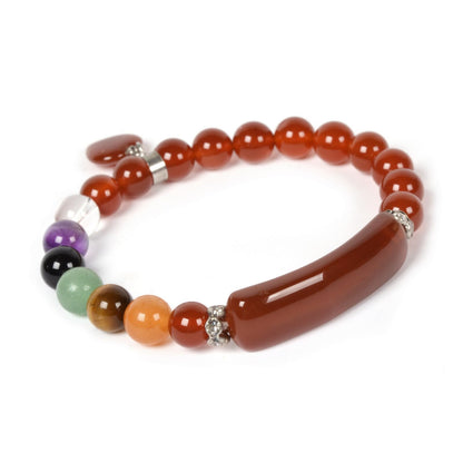 Justinstones Red Agate Natural Healing Stone Bracelet 8mm Beads Chakra Crystal Energy Heart Charm Bracelet Love Friendship Anxiety Crystal Healing Stone Chakra Bracelet