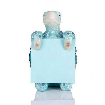 Sea Turtle Pop-up Sticky Note Dispenser, Includes 1 Pad of 3x3 in Super Sticky Notes, 100 Sheets, Resin Cute Handmade Desk Holder for Office & Home, Coastal Beach Decorations