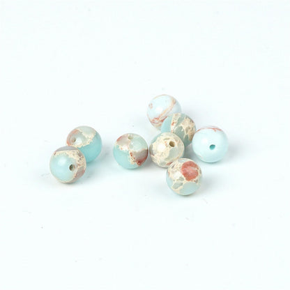 100Pcs Natural Stone 6mm Azure Imperial Jasper Round Loose Gemstone Energy Healing Beads Hole Size 1mm DIY Smooth Beads for Bracelet Necklace Earrings Jewelry Making
