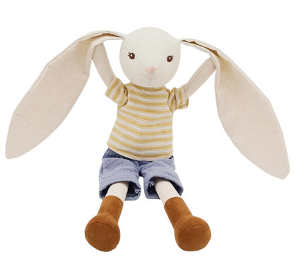 Mikee Fluffie 15" Bunny Stuffed Animals for Baby, Plush Toy Doll -Wearing Striped T-Shirt and Pants,Cute Doll Set Dress Up for 3 4 5 Year Old Girl - Gift for Birthday