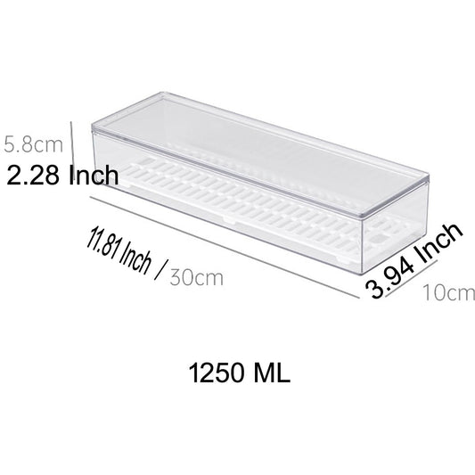 AIYoo Transparent Flatware Tray Kitchen Drawer Organizer With Lid - Plastic Kitchen Cutlery Tray and Utensil Silverware Storage Container with Cover - Dinnerware Holder for Spoons Forks Knives
