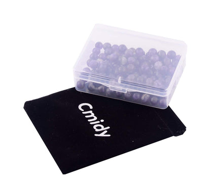 Natural Stone Beads 100pcs 10mm Amethyst Round Genuine Real Stone Beading Loose Gemstone Hole Size 1mm DIY Smooth Beads for Bracelet Necklace Earrings Jewelry Making (Amethyst, 10mm)