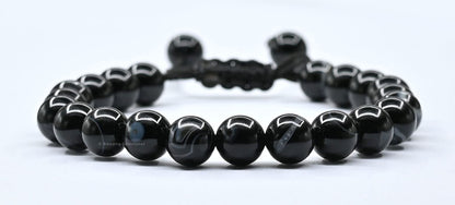 Amazing Gemstone Black Hakik Banded Bracelet for Women Men's Gifts - Protection Healing Crystal Bracelet - 8mm Gemstone Beaded Adjustable Bracelet Pulseras Para Hombres Mujer Stocking Stuffers