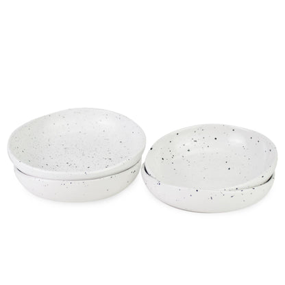 roro 5 Inch Handmade Ceramic Small Bowl, Glossy White Speckled