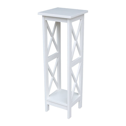 IC International Concepts, 36" X-Sided Plant Stand , Solid Real Wood, Sturdy Parawood, Snow White