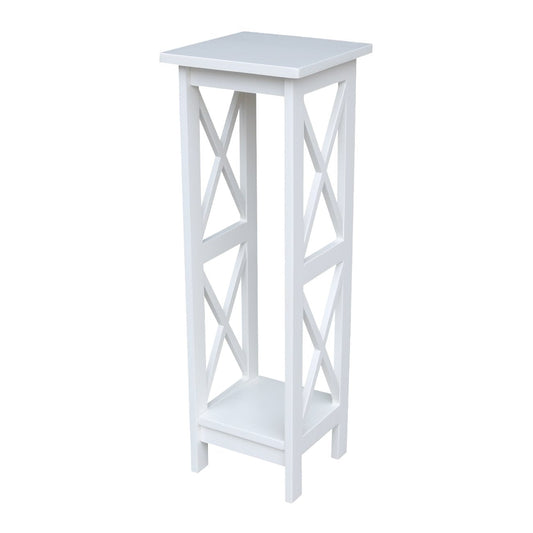 IC International Concepts, 36" X-Sided Plant Stand , Solid Real Wood, Sturdy Parawood, Snow White