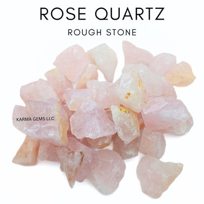 Karma Gems 5 Pcs Rose Quartz Natural Crystals - Raw Tumbling Cool Agate Crystal Stones - Rock Collections for Kids - Pink Healing Stones for Meditation, Chakra Balancing, and Energy