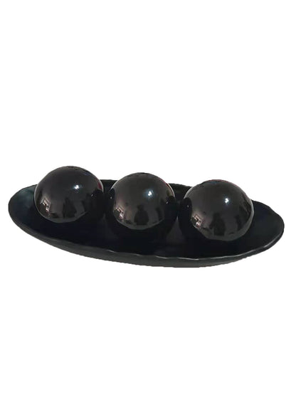 Home Decor Tray and Orbs Balls Set of 3,Ideal Gift for Weddings Special Occasions and for Decorative Accents Centerpiece in Your Living Dining Room Coffee Table,Spheres House Decorations