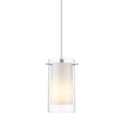 AKEZON 1-Light Pendant Light, Indoor Glass Hanging Light Fixture, Adjustable Height, Brushed Nickel Finish for Kitchen Dining Room, KP-506