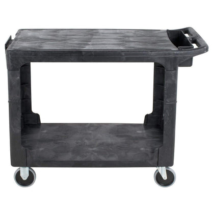 Rubbermaid Commercial Products 2-Shelf Utility/Service Cart Medium Flat Shelves Storage Handle 500 lbs. Capacity for Warehouse/Garage/Cleaning/Manufacturing