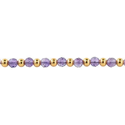 InfinityGemsArt Amethyst Bracelets For Women, Natural February Birthstone Jewelry, Purple Beads Beaded Stone Bolo Slider Crystals Gemstones 14K Gold Plated Adjustable Chain, Valentines Day Gifts