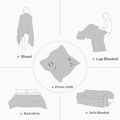 Zyntrytong 70"x 70" Picnic Blanket Extra Large,Layer Outdoor Blanket for 5 to 7 Adults,Camping Grass Lawn Park Accessories Cute Couple Gifts Ideas Wedding Registry for Camping, Park, Beach (Gray)