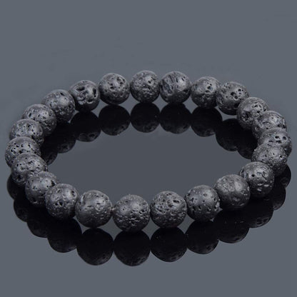 Natural Black Lava Round Genuine Stone Beads - 100pcs, 10mm, Hole 1mm, DIY for Essential Oil Yoga Bracelet Necklace Earrings Jewelry Making