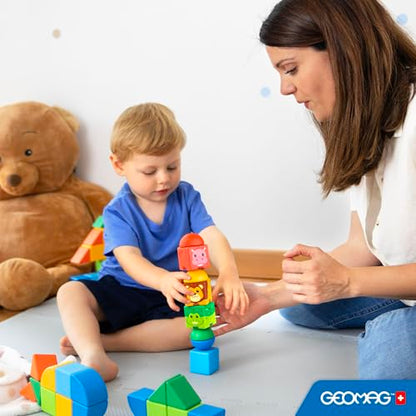 Geomag Magicube Magnetic Blocks, 16 Large Magnetic Cubes Safari Animals STEM Toy, Sensory Toys for Toddlers 1-3, Building Blocks for Kids, Fun Toddler Toys 1-2 yrs