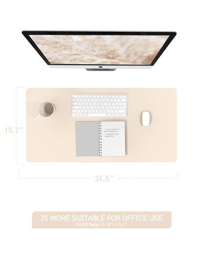 YSAGi Non-Slip Leather Desk Pad, Desk Matt for Desktop, Waterproof Laptop Computer Keyboard Mat, Table Protector Blotter Mat, Large Mouse Pad for Office/Work/Home/Decor(Beige, 31.5" x 15.7")