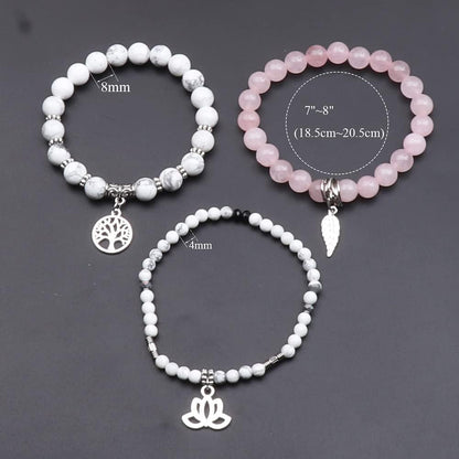 UEUC Tree of Life Yoga Healing Stone Bracelets,Multilayer Lotus Chakra Stone Reiki Bracelet Sets,Anxiety Crystal Natural Stone,for Women Stress Relief(#178)