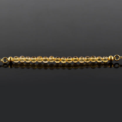 InfinityGemsArt Citrine Bracelets For Women Mother's Day, November Birthstone Jewelry, Micro Yellow Beads Beaded Stone Bolo Slider Crystals Gemstones Jewelry, 14K Gold Plated Adjustable Chain, Gift For Her