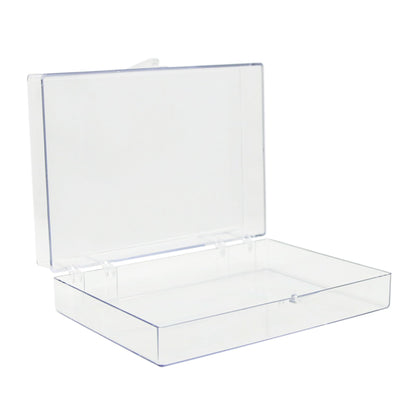 4-Pack Clear Hinged Plastic Containers, Keepsake Storage Boxes, 7"L x 5"W x 1.75"H, Made in USA, Plastic Display Case, Bead Storage or Craft Organizers and Storage Container
