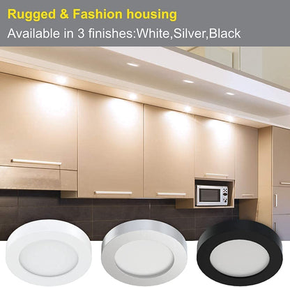 VST Under Cabinet Lights Plug in with Wired Touch Dimmer Switch,Recessed or Surface Mount,Natural White 3000K 12V 2W(12W Total, 60W Equivalent),6 Pack White Puck Lights Fixtures