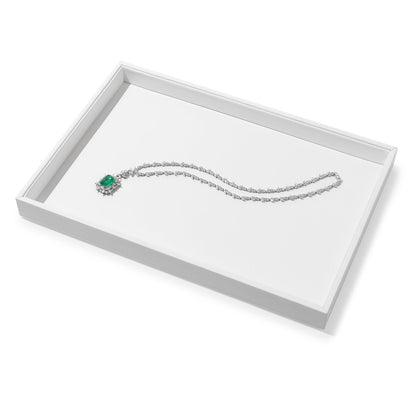 Papten PU Leather Jewelry Tray Necklace Bracelet Holder Stackable Jewelry Drawer Organizer Tray for Necklace Bracelets Watches Earring Ring Storage Display (White)