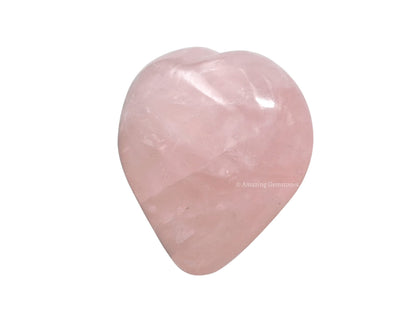 Rose Quartz Crystal Heart Palm Stone - Pocket Massage Worry Stone for Natural Body Chakra Balancing, Reiki Healing and Crystal Grid