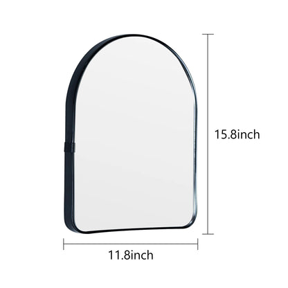 Funly mee Arched Wall Mirror, Wall-Mounted Plastic Mirror, for Bathroom and Vanity (Black, 11.8 x 15.8)