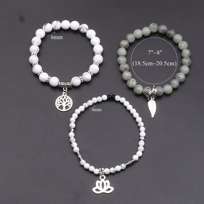 UEUC Tree of Life Yoga Healing Stone Bracelets,Multilayer Lotus Chakra Stone Reiki Bracelet Sets,Anxiety Crystal Natural Stone,for Women Stress Relief(#173)