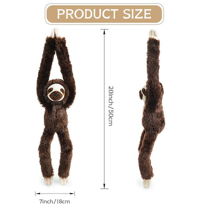 Hideekoog Stuffed Sloth Toy Hanging Stuffed Animal, Three-Toed Sloth Hooks and Stuffed Animals with Rings for Kids, Gifts for Boys and Girls Hanging 20inches
