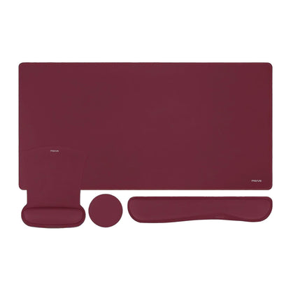 MOSISO Keyboard Mouse Pad Set, Large Gaming Mousepad&Keyboard Wrist Rest&Mouse Wrist Rest&Coaster, Ergonomic Non-Slip Mousepad&Easy Typing Cushion with Memory Foam for Home Office, Wine Red