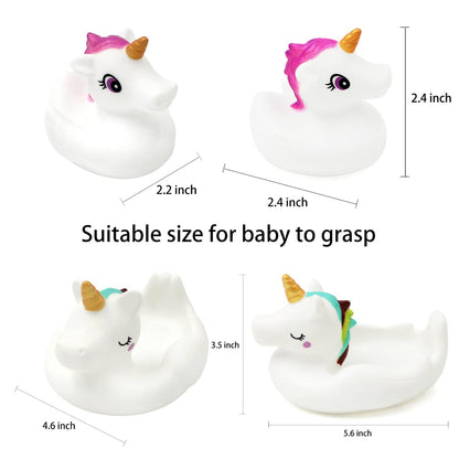 Baby Bath Toys,Cute Unicorn Bath Toys for Toddlers,Squirt Bathtub Toys for Boys Girls,Rubber Floating Shower Toys Gifts 4pcs Set