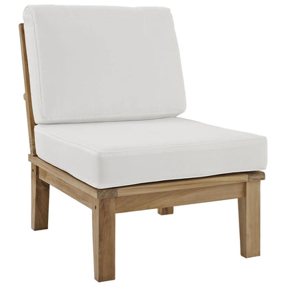 Modway Marina Premium Grade A Teak Wood 8-Piece Outdoor Patio Furniture Set in Natural White
