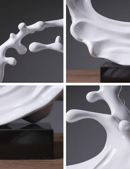 NENBOLEC Abstract Sculpture Decor Modern Art Gift Sea Wave Figurine Table Centerpiece Statue for Living Room Bedroom Office White 16.5 Inch