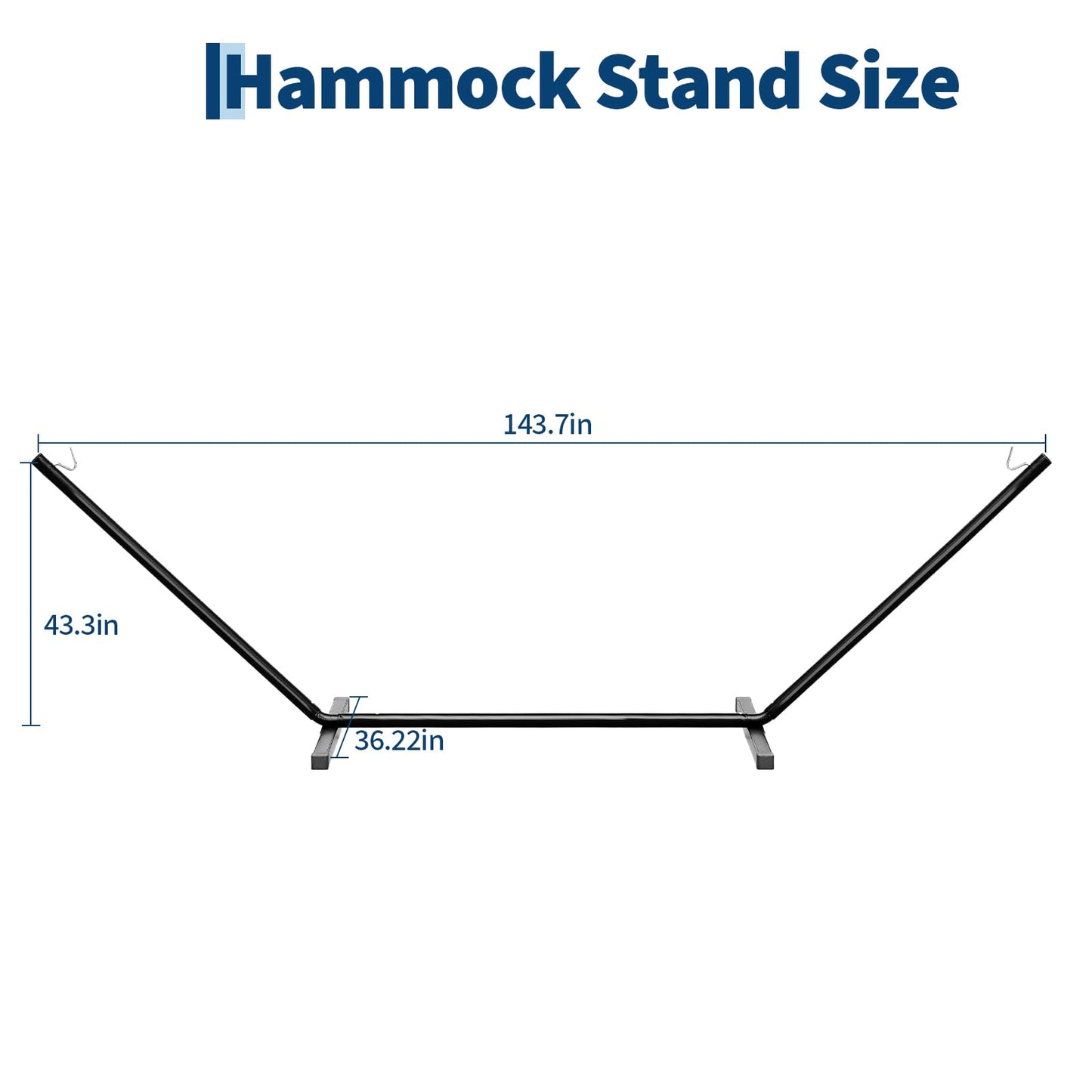 Garvee 12 FT Hammock Stand with Hooks and Chains, Portable 2 Person Heavy Duty Steel Hammocks Stand for Outside, Patio, Backyard, 450 Pounds Capacity, Black