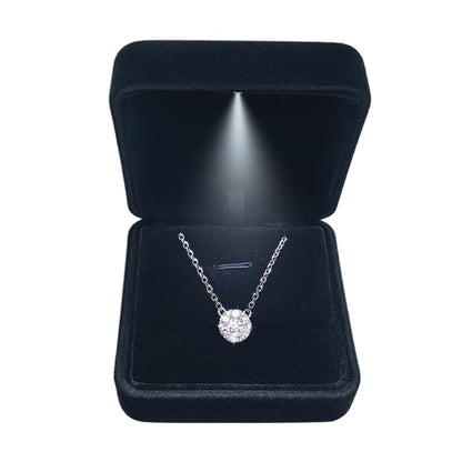 GBYAN Pendant Necklace Box with LED Light, Necklace Gift Box Velvet Jewelry Display Case for Proposal Engagement Wedding and Birthday,Black