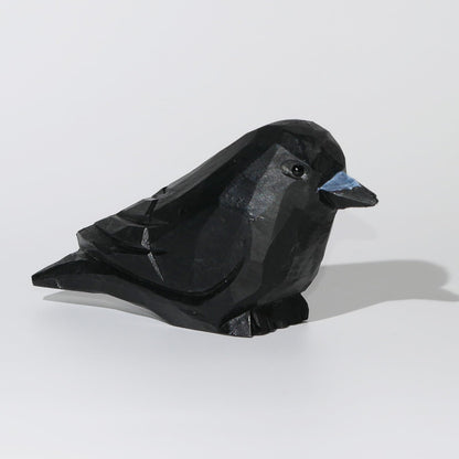 DinNingNing Wood Crow Figurine Black Raven Decor Small Animal Statues Carving Sculpture Ornament Bird Gifts