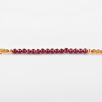 InfinityGemsArt Garnet Bracelets for Women, Natural January Birthstone, Minimalist Beaded Red Stone, Chakra Crystals Gemstones Lightweight Jewelry, 14K Gold Plated 8 Inch Adjustable Chain, Christmas Gifts For Her