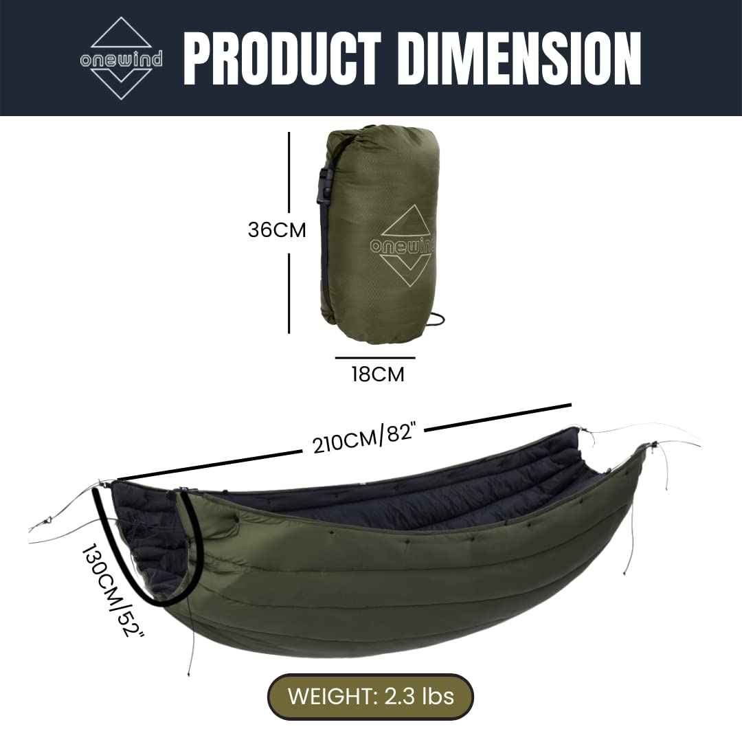 Onewind Camping Hammock Underquilt, Sorona Insulation Under Quilt, Lightweight Warm Hammock Quilts for Winter Camping, Hiking, Backpacking, OD Green
