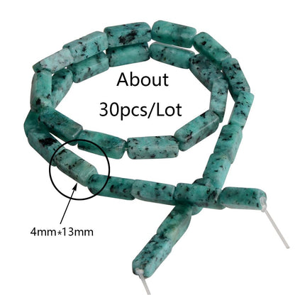 4x13mm Natural Stone Unakite Rectangular Column Tube Cylinder Spacer Loose Beads Gemstone for DIY Bracelets Necklace Jewelry Making Strand 15 Inch (28-30pcs)