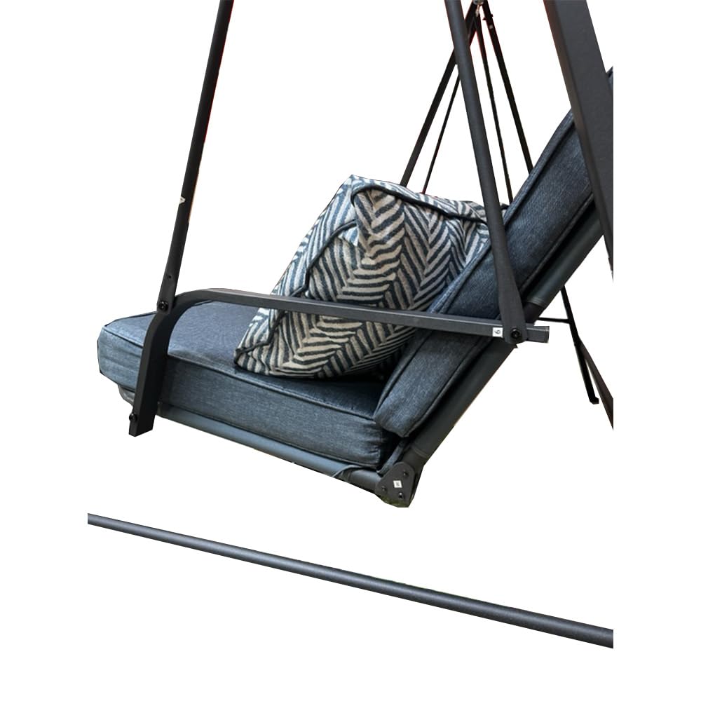 Garden Winds Custom Fit Replacement Canopy Top Cover Compatible with The Living Accents RUS496K 3 Person Steel Bench Swing - Upgraded Performance RipLock 350 Fabric - Slate Gray