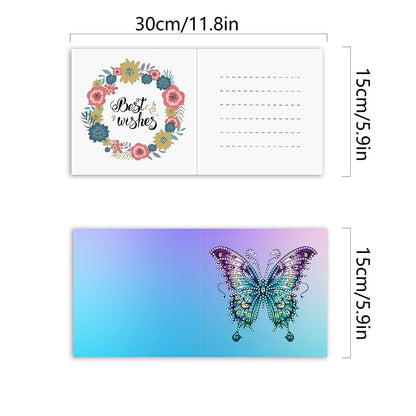 POETRYDRAW 6 Pack 5D DIY Diamond Art Painting Greeting Card Kit, Diamond Art Christmas Butterfly Greeting Card, Crafts Kit Creative with Envelope