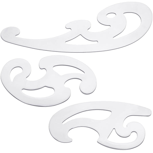 Fulmoon 3 Pcs Stainless Steel French Curve Ruler for Sewing Tools Metal Drafting Stencils Reusable Drafting Templates Drawing Ruler for Leather Craft Professional Drawing Rulers