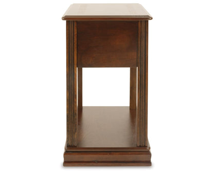 Signature Design by Ashley Breegin Chair Side End Table, 1 Drawer, 1 Fixed Shelf, Veneers, Wood, 13.13" W x 22.13" D x 23" H, Brown