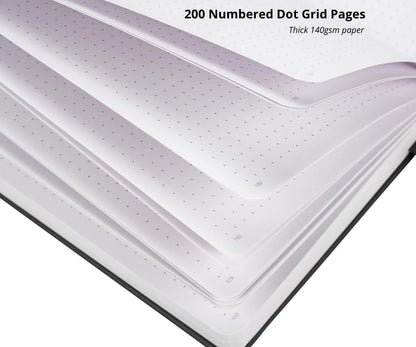 VIVID SCRIBBLES Dotted Journal – 140gsm Bleed Proof Thick White Paper – 200 Numbered Dot Grid Pages – 5.8 x 8.3 inch Bullet Dotted Notebook