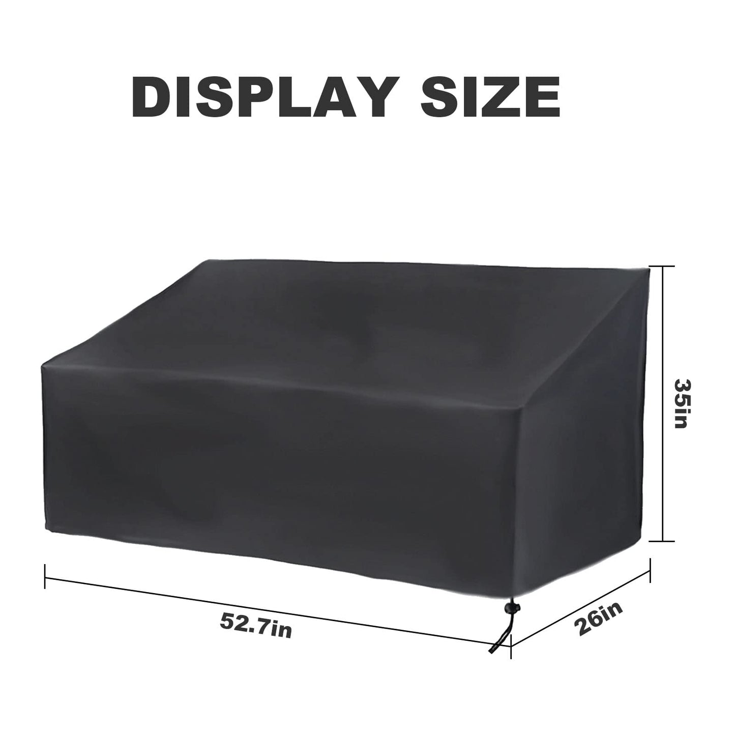Hoypeyfiy Patio Bench Cover,Furniture Bench Cover,Waterproof Windproof Oxford Fabric Bench Cover for Furniture (Black)