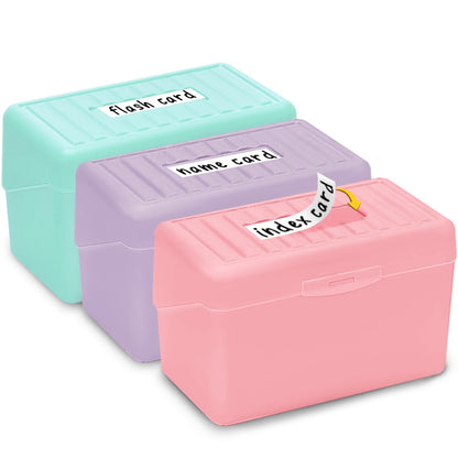 H4D Index Card Holder 3x5, Index Card Box Organizer Case, 3x5 Flash Note Card Holder, 3 Packs (Pastel Colors)