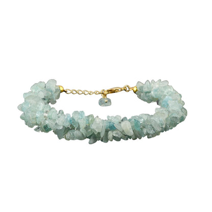 CRYSTALINES Natural Aquamarine Gemstone Twisted Strand Bracelet, Polished Uncut Nuggets Rough Beads, Handmade Boho Jewelry, Healing Crystals, Gold Plated, March Birthstone, Christmas Gift for Women